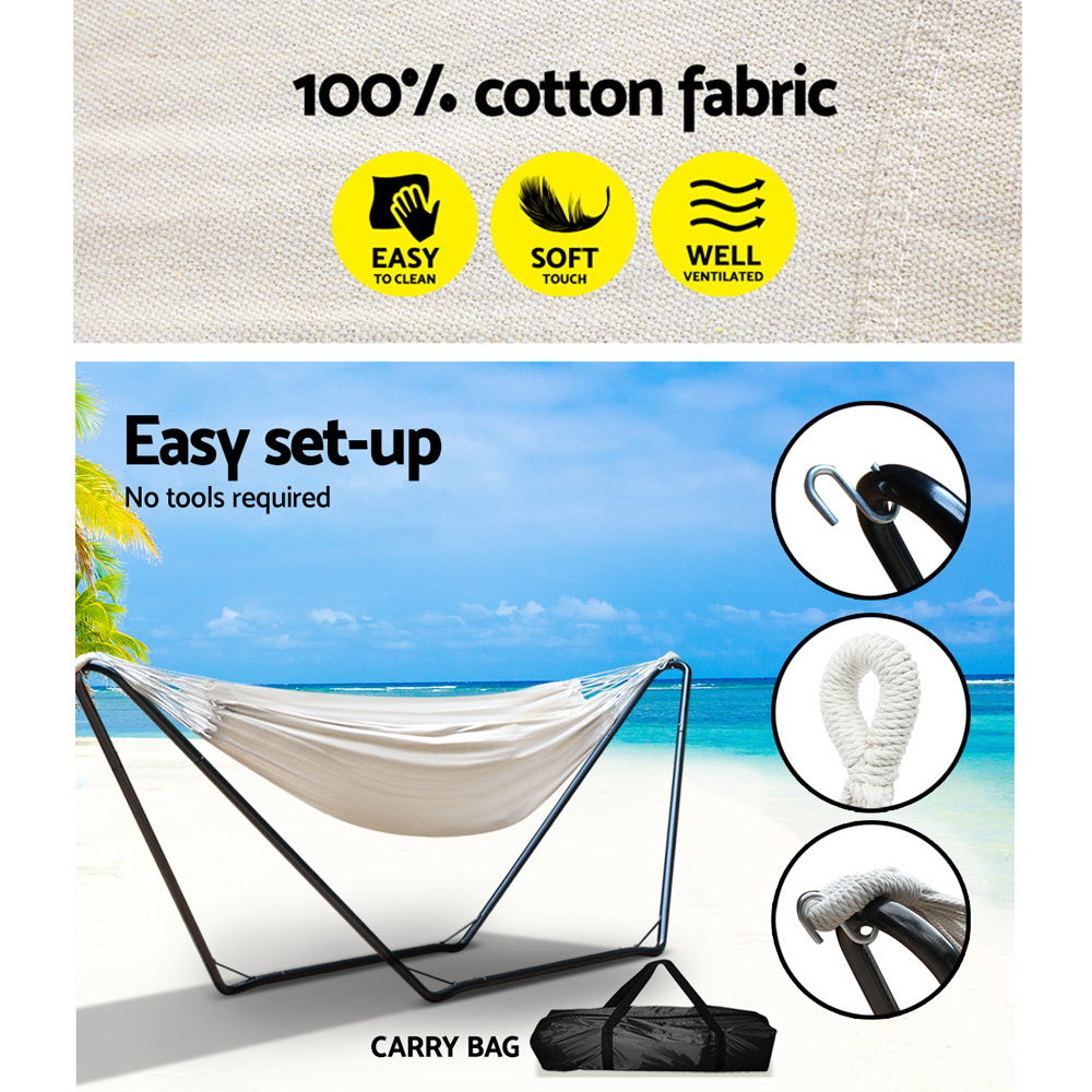 St. Kilda Beach Hammock Bed with Steel Frame Stand - Carry Bag
